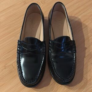 J.Crew patent leather black penny loafers. Size 7.5